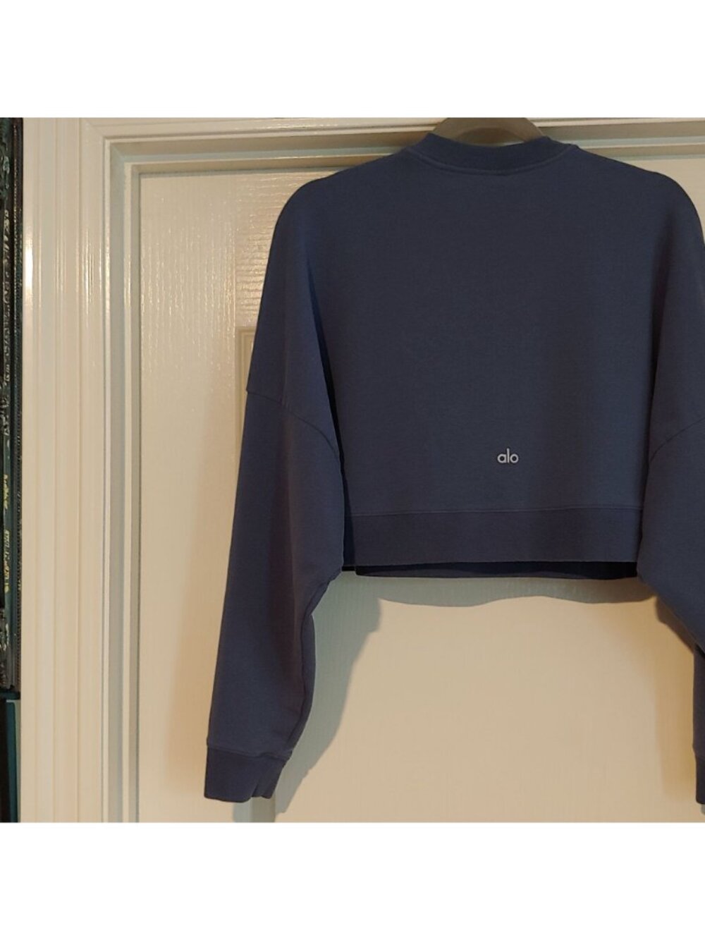 Alo Yoga Blue Cropped Sweatshirt Soft Athleisure Activewear Y2k Cleangirl S - Picture 8 of 10